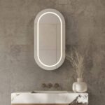 Ovaler Badezimmerspiegelschrank aus Aluminium 45x90 cm(Serie 20045)